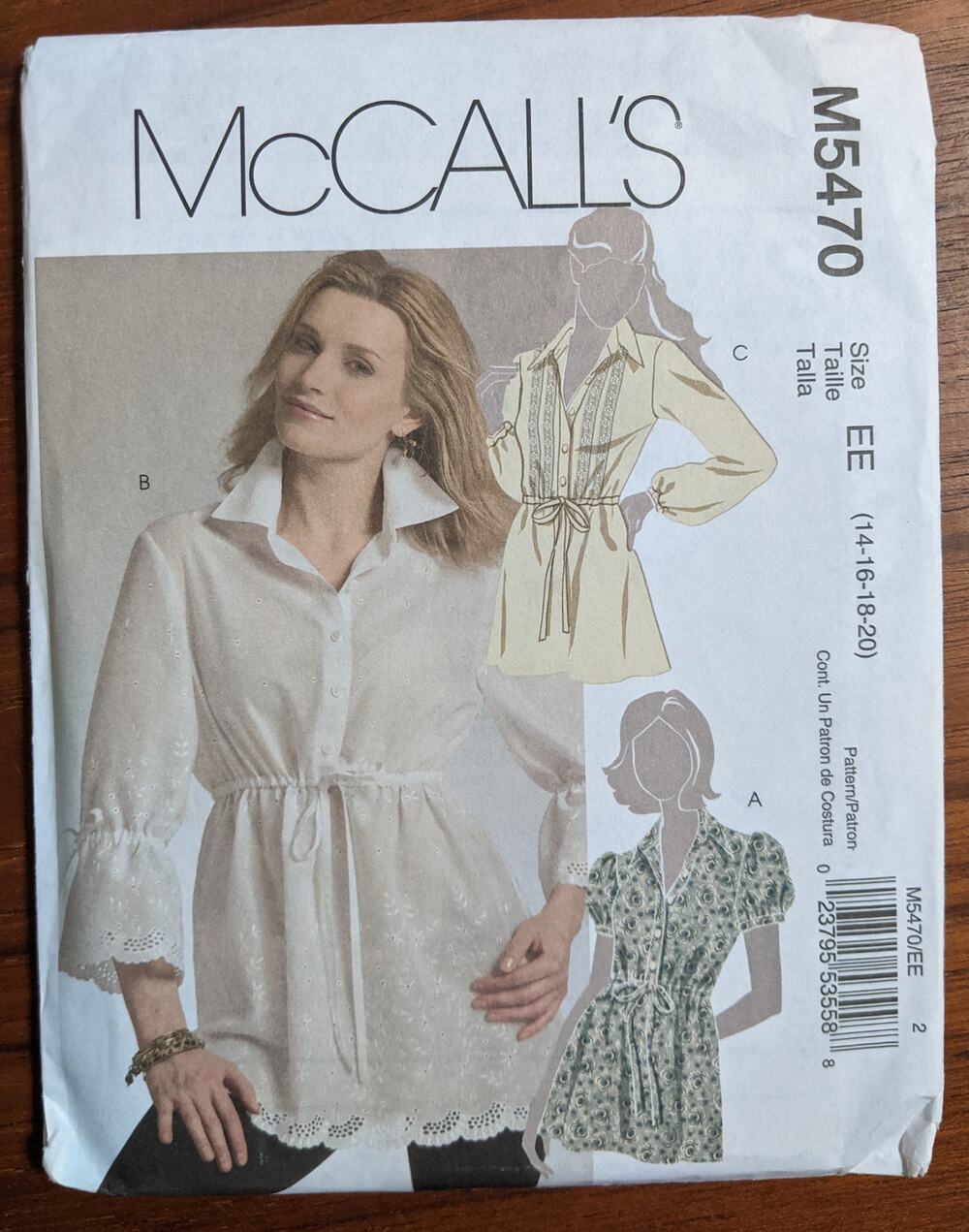 UNCUT McCalls Pattern 5470 Tunics Size 14-20